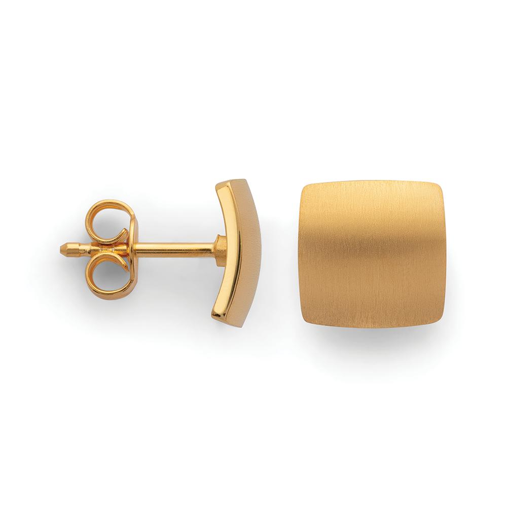 925/- ear studs, gold-plated, matt/polished, 8mm