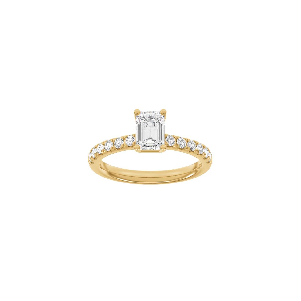 LUXURY Classic square 14ct. gold ring m. Lab. G. dia. 1,4ct TW/VS2 Sz. 55