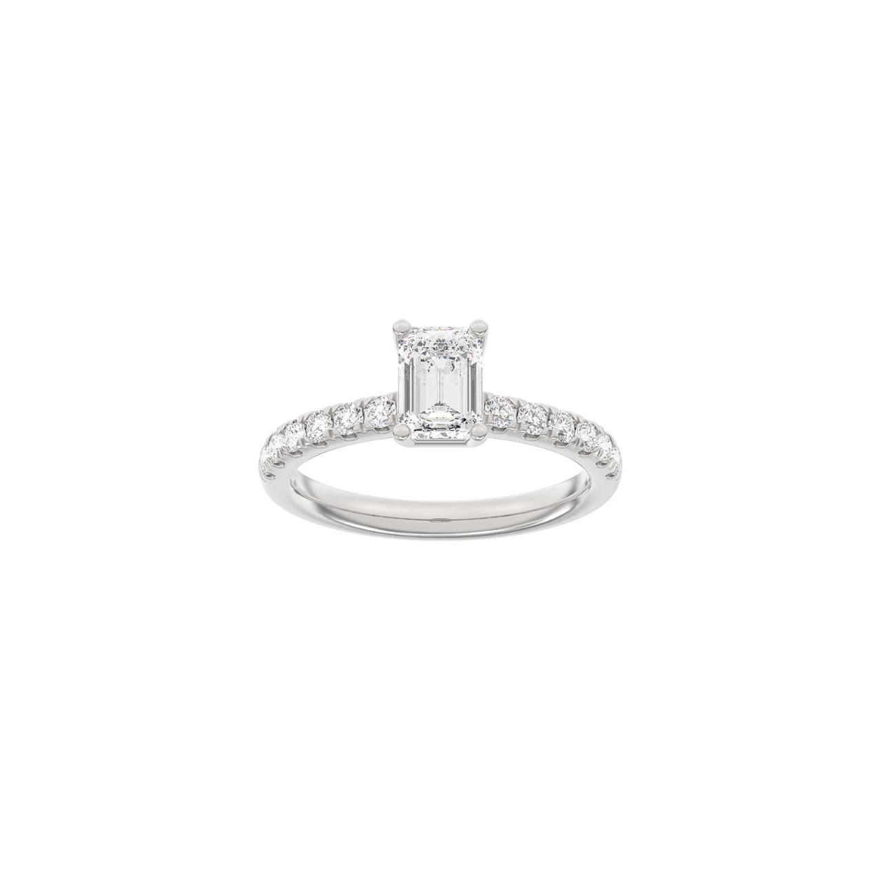 LUXURY Classic square 14ct. whitegold ring m. Lab. G. dia. 1,4ct TW/VS2