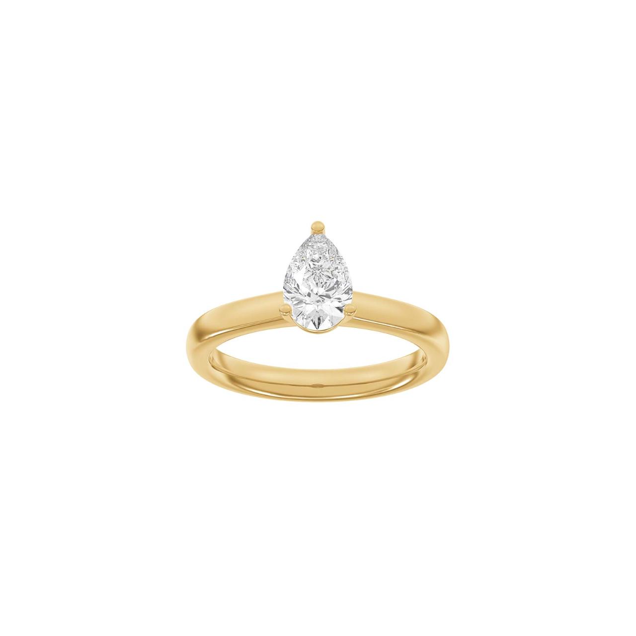 LUXURY Classic drop 14ct. gold ring m. Lab. G. dia. 1,0ct TW/VS2 Sz. 59