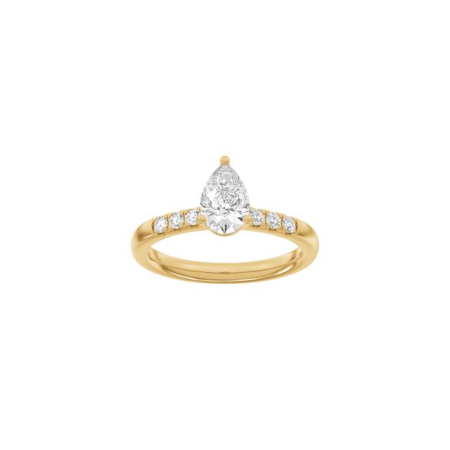 LUXURY Classic drop 14ct. gold ring m. Lab. G. dia. 1,2ct TW/VS2 Sz. 56