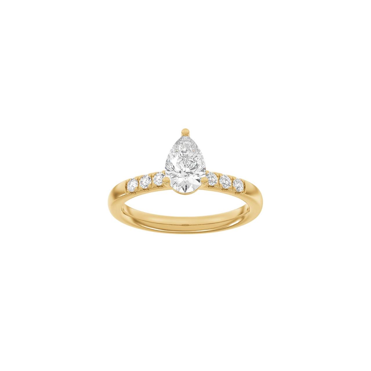 LUXURY Classic drop 14ct. gold ring m. Lab. G. dia. 1,2ct TW/VS2 Sz. 59