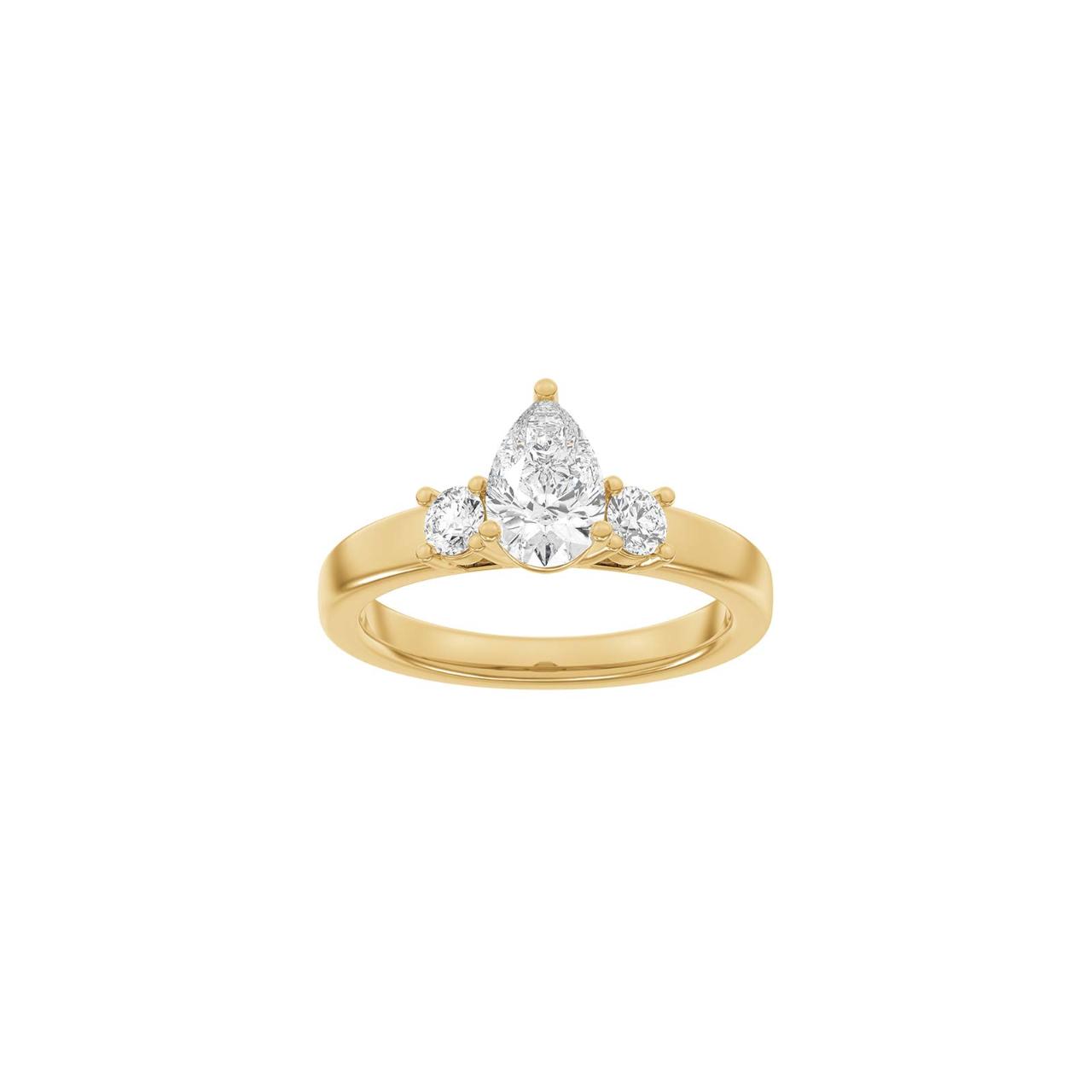 LUXURY Classic drop 14ct. gold ring m. Lab. G. dia. 1,33ct TW/VS2 Sz. 60