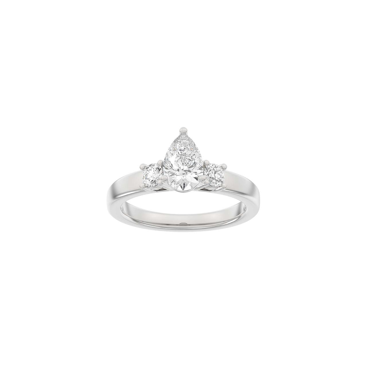 LUXURY Classic drop 14ct. whitegold ring m. Lab. G. dia. 1,33ct TW/VS2