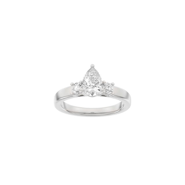 LUXURY Classic drop 14ct. whitegold ring m. Lab. G. dia. 1,33ct TW/VS2