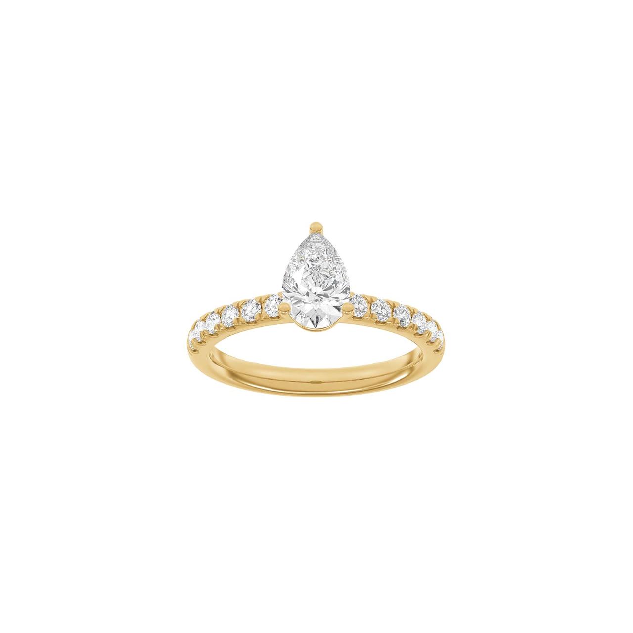 LUXURY Classic drop 14ct. gold ring m. Lab. G. dia. 1,4ct TW/VS2 Sz. 59