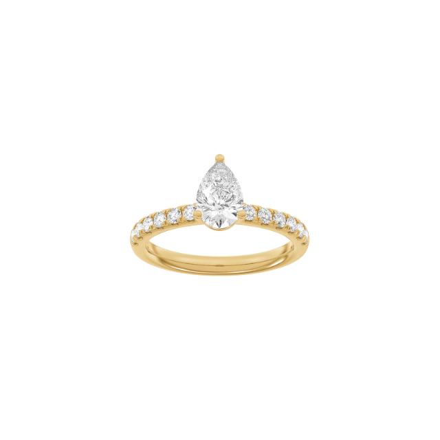 LUXURY Classic drop 14ct. gold ring m. Lab. G. dia. 1,4ct TW/VS2 Sz. 59