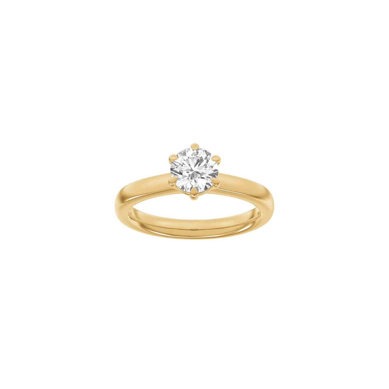 LUXURY Modern round 14ct. gold ring m. Lab. G. dia. 1,0ct TW/VS2 Sz. 56