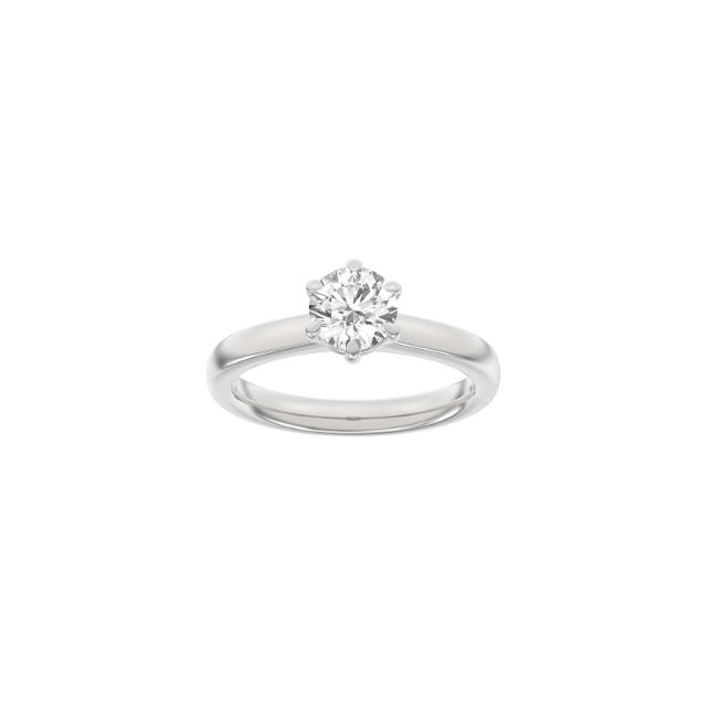 LUXURY Modern round 14ct. whitegold ring m. Lab. G. dia. 1,0ct TW/VS2 Sz. 53