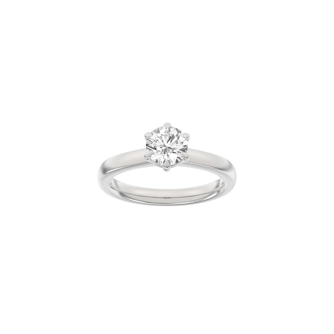 LUXURY Modern round 14ct. whitegold ring m. Lab. G. dia. 1,0ct TW/VS2 Sz. 55