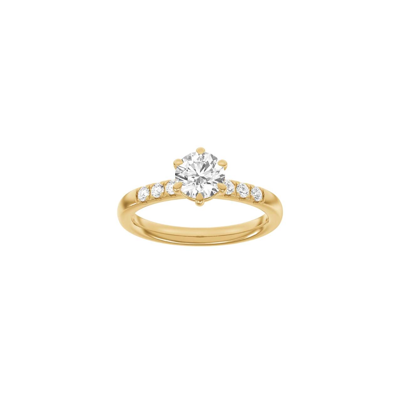 LUXURY Modern round 14ct. gold ring m. Lab. G. dia. 1,2ct TW/VS2 Sz. 50
