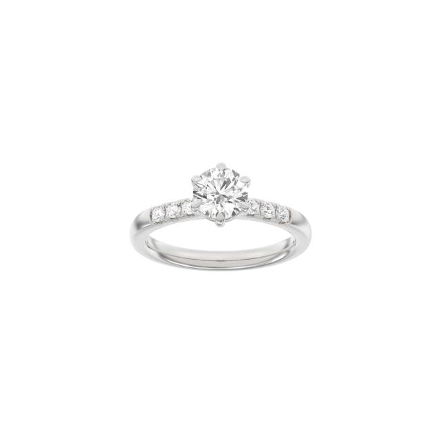 LUXURY Modern round 14ct. whitegold ring m. Lab. G. dia. 1,2ct TW/VS2 Sz. 50
