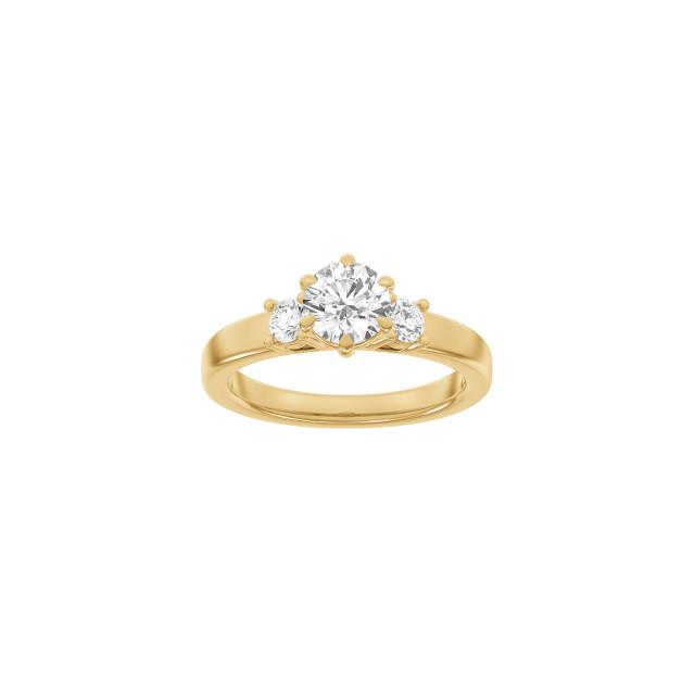 LUXURY Modern round 14ct. gold ring m. Lab. G. dia. 1,33ct TW/VS2 Sz. 59