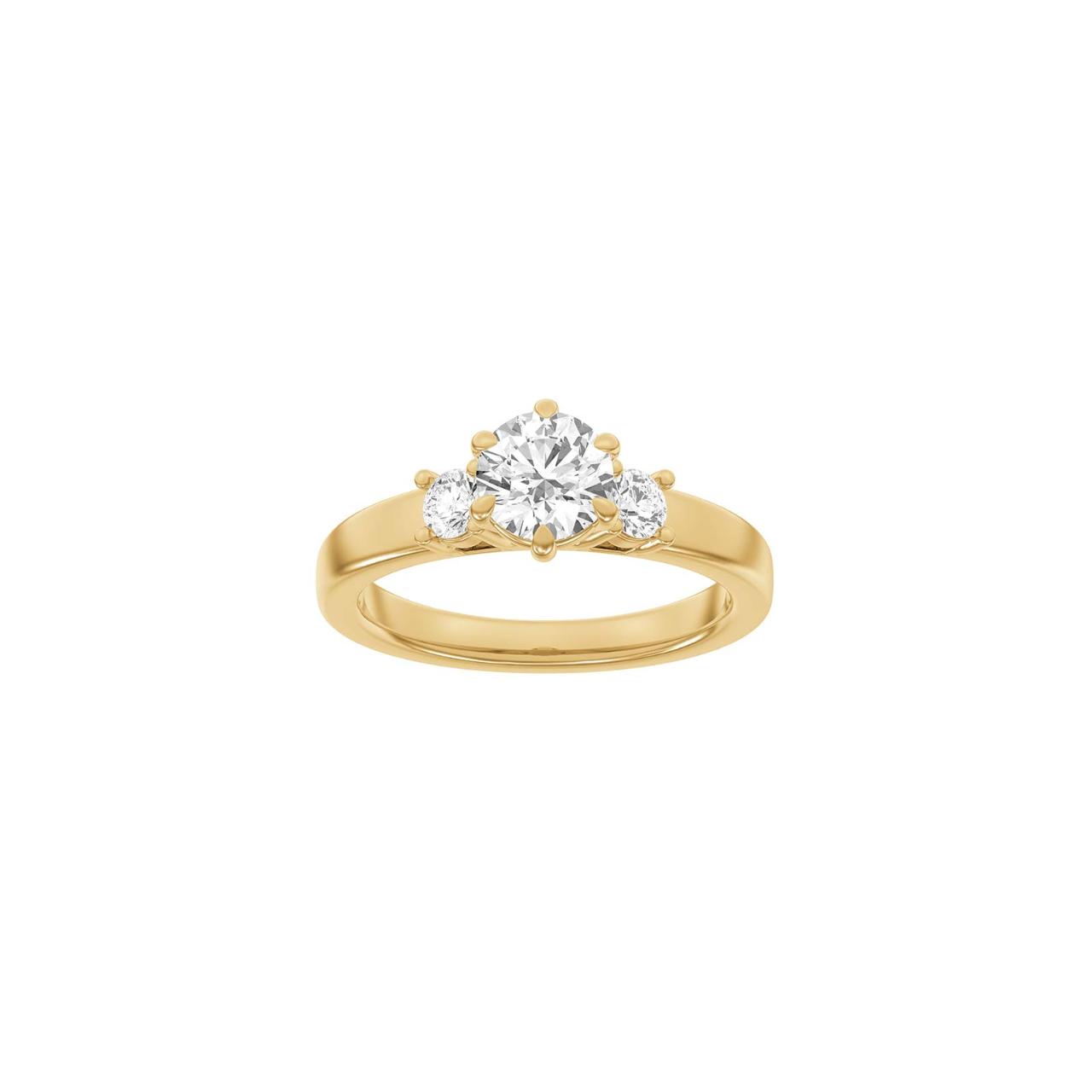 LUXURY Modern round 14ct. gold ring m. Lab. G. dia. 1,33ct TW/VS2 Sz. 60