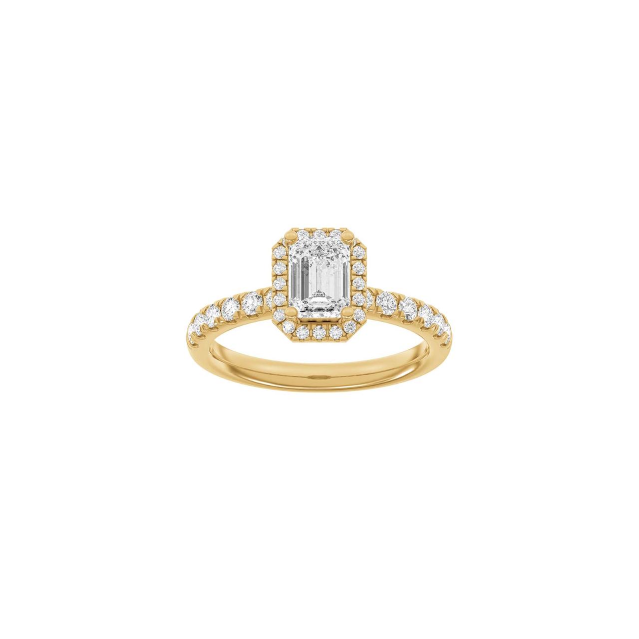 LUXURY Halo square 14ct. gold ring m. Lab. G. dia. 1,52ct TW/VS2