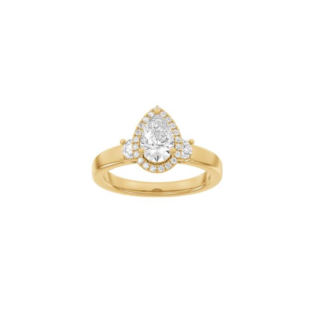 LUXURY Halo drop 14ct. gold ring m. Lab. G. dia. 1,45ct TW/VS2 Sz. 56
