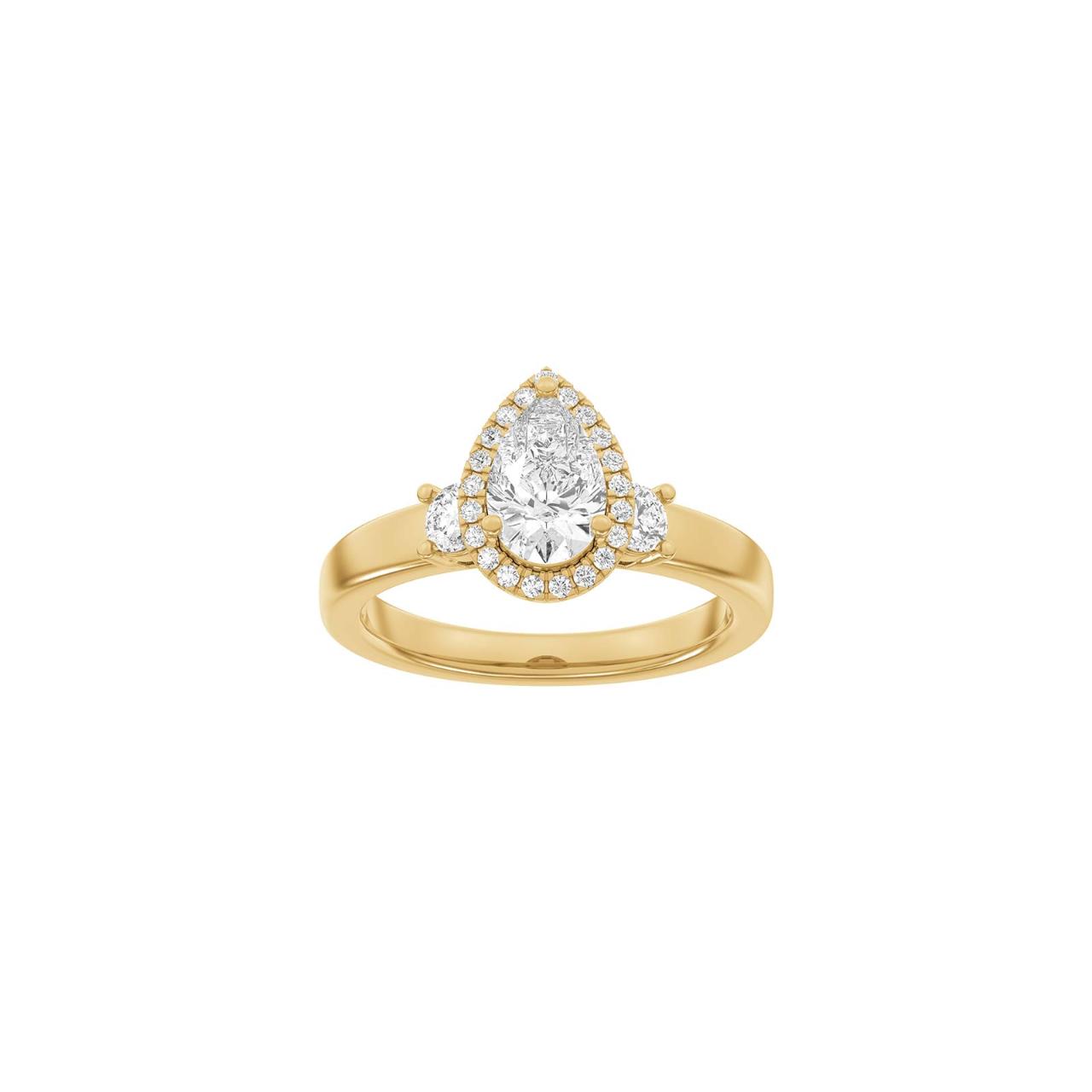 LUXURY Halo drop 14ct. gold ring m. Lab. G. dia. 1,45ct TW/VS2 Sz. 57