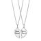 Rhod. silver pendant heart best friends incl. 2 ch 