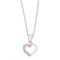 Rhod. silver pendant heart w/pink cz incl. chain 