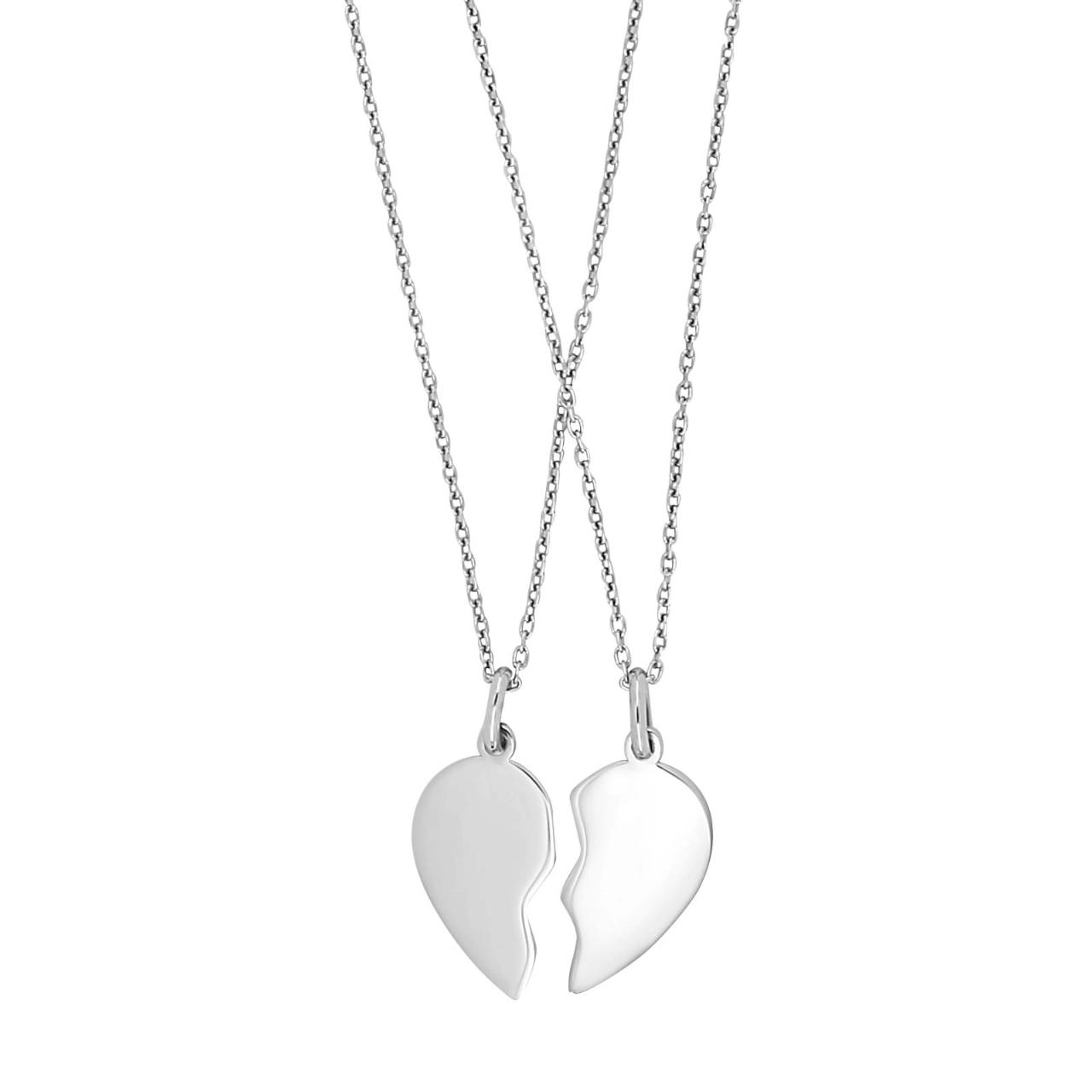 Rhod. silver pendant heart best friends incl. 2 ch 
