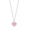 Rhd. silver necklace heart w. pink enamel