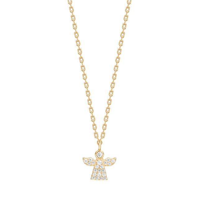 Goldp. silver necklace angel w. white cz