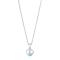 Rhod. silver necklace heart w/light blue cz 