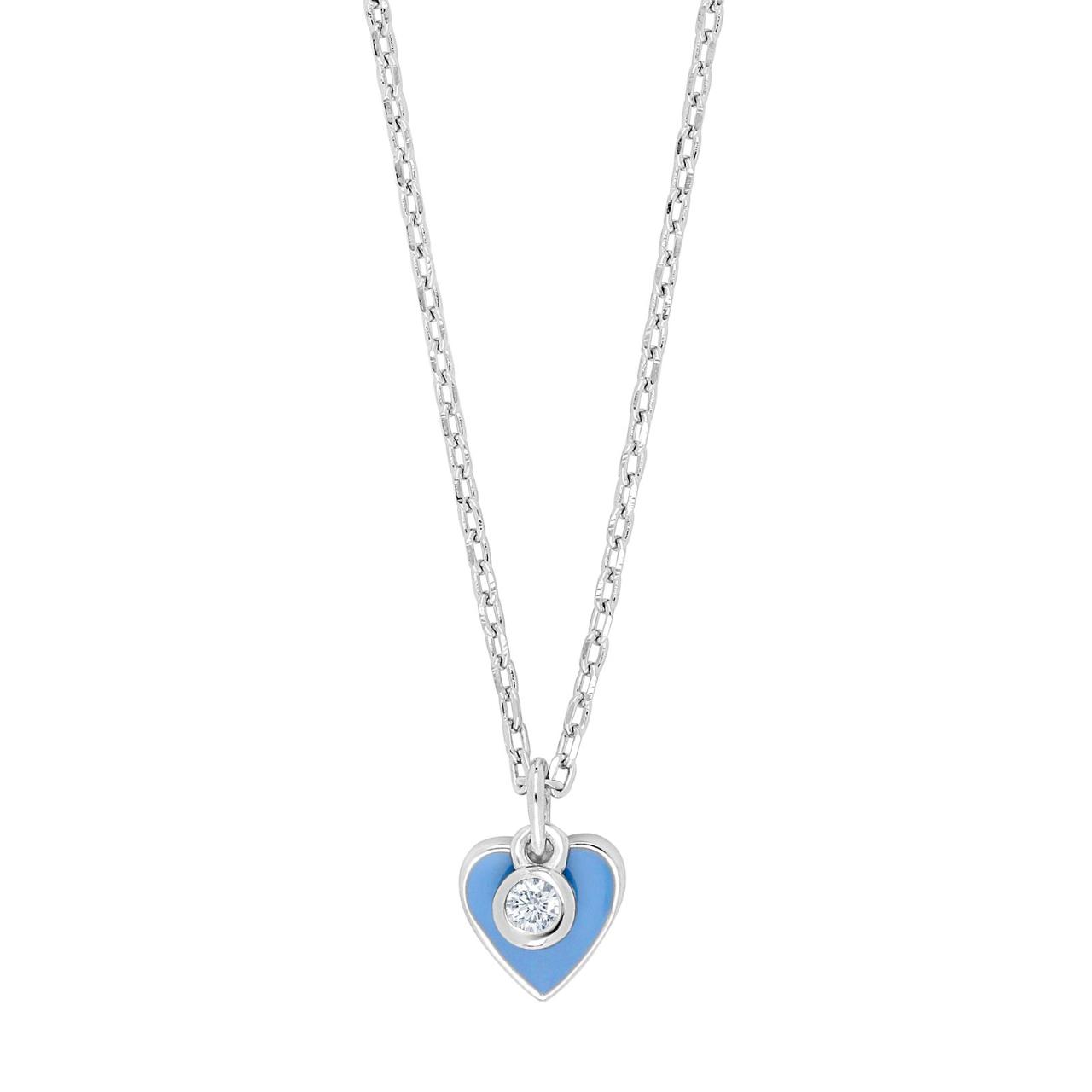 Rhd. Silver necklace blue enamel 