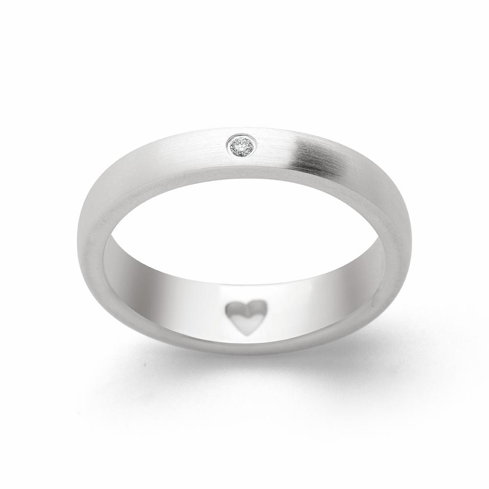 925/- Ring, mat rho., brillant 0,02ct W-SI