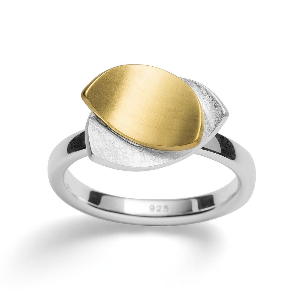 925/- Ring, partly gp, rho