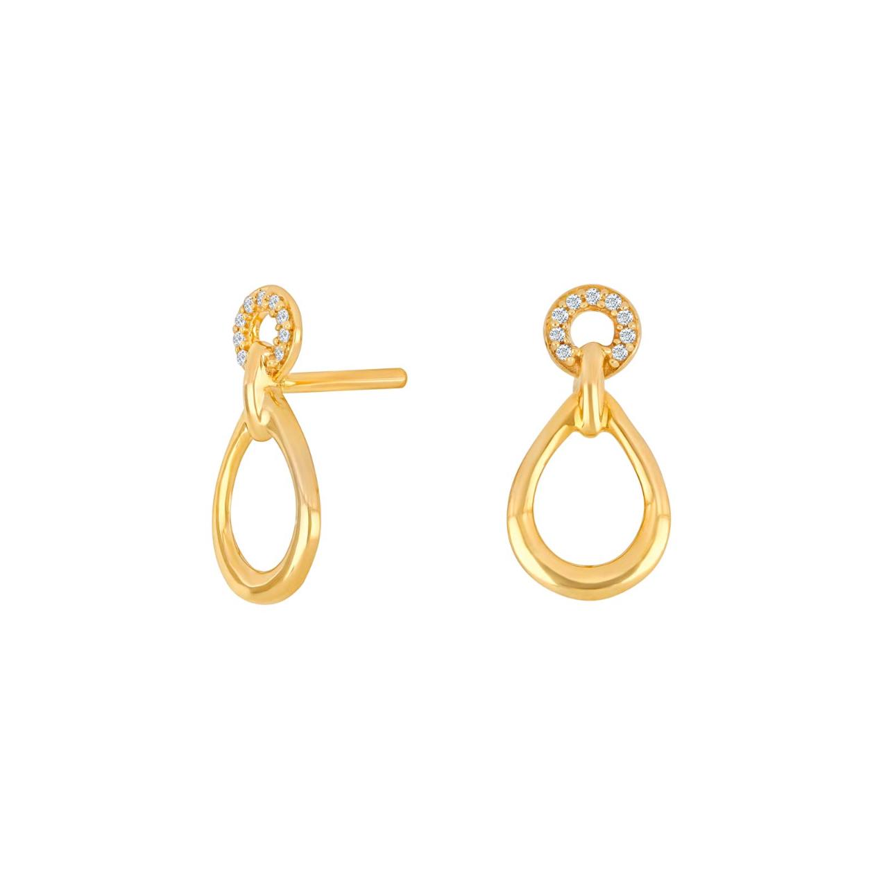 14ct. gold earrings w/dia. 0.02ct W/SI 