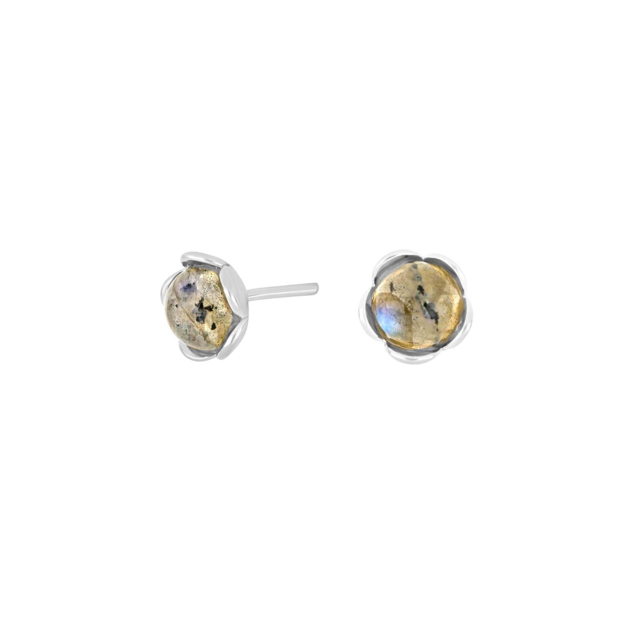 Silver rhod. Flower w/labradorite 