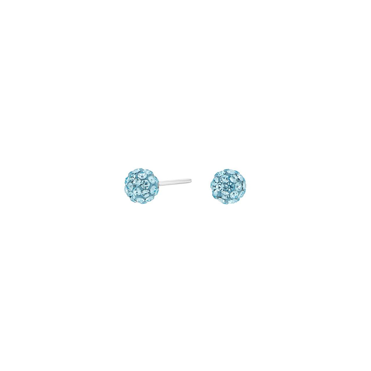 Rhd. silver earrings w. blue cz