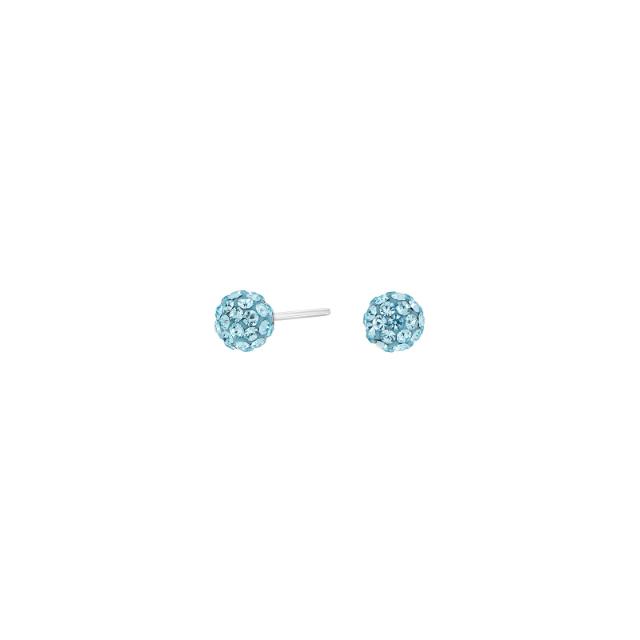 Rhd. silver earrings w. blue cz