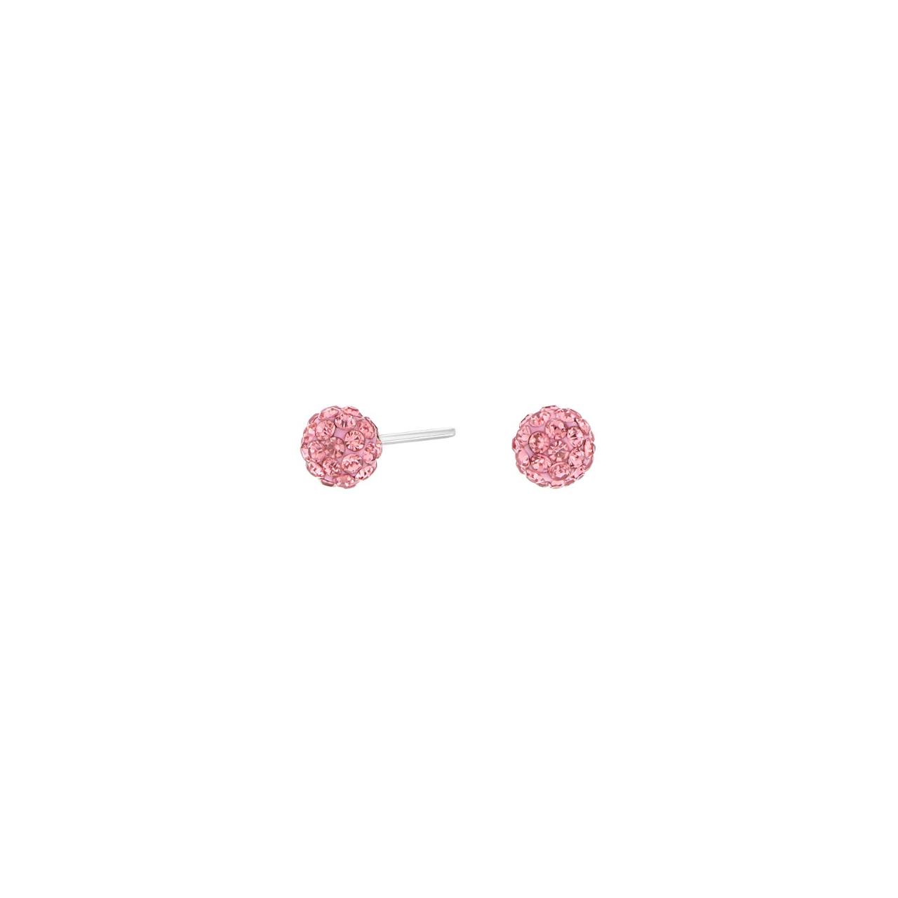 Rhd. silver earrings w. pink cz
