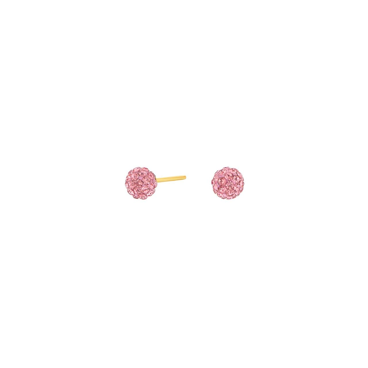 Goldp. silver earrings w. pink cz