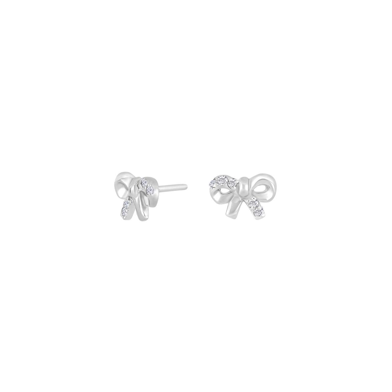 Rhd. silver earrings bow
