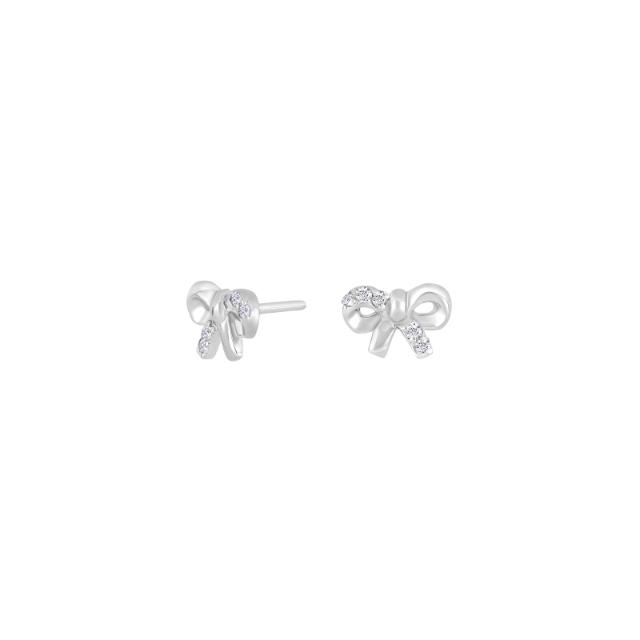 Rhd. silver earrings bow