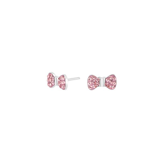 Rhd. silver earrings bow w. pink cz