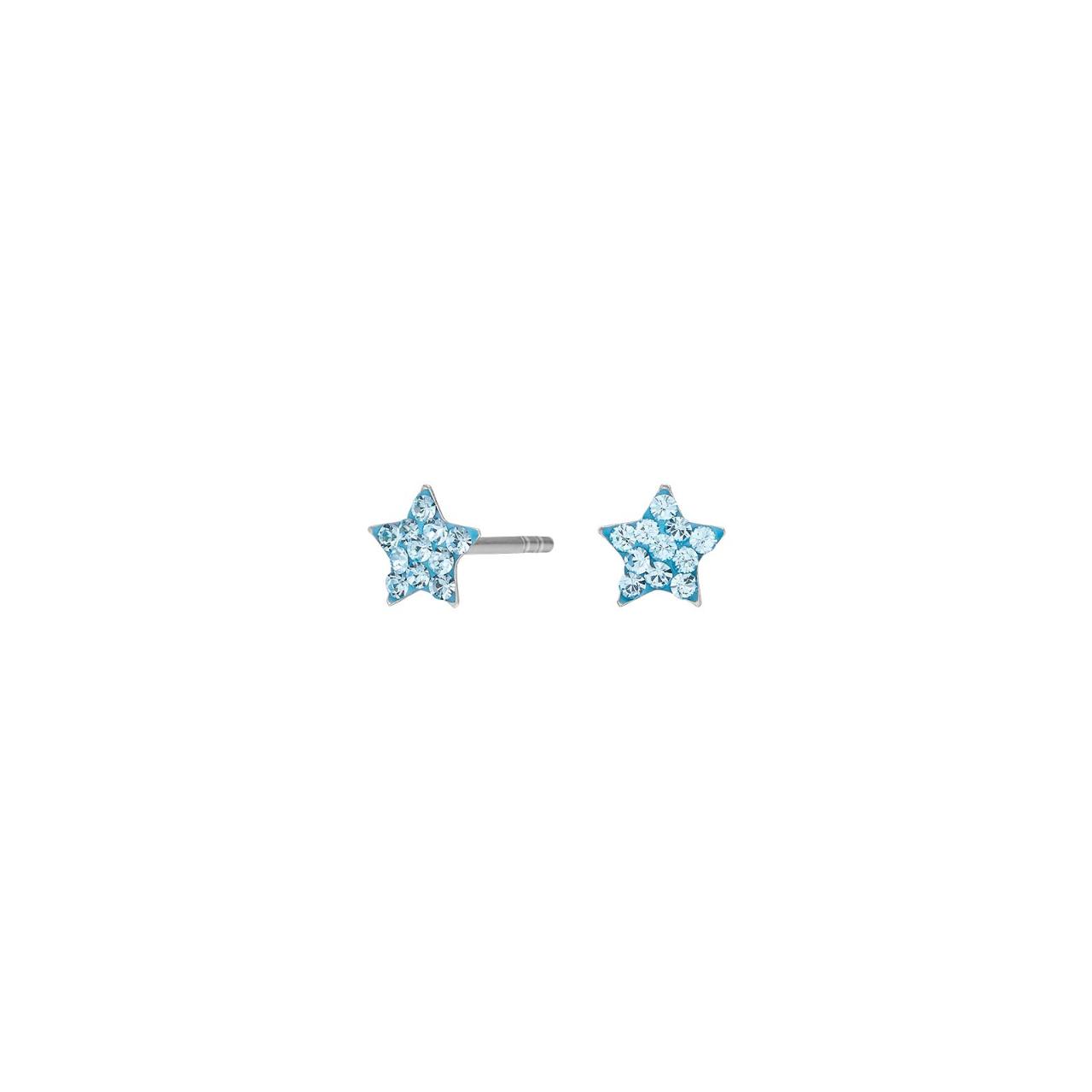 Rhd. silver earrings star w. light blue cz