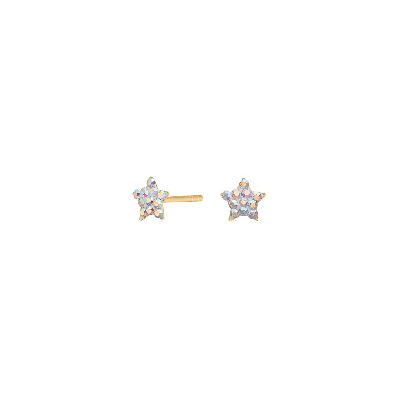 Goldp. silver earrings star w. white cz