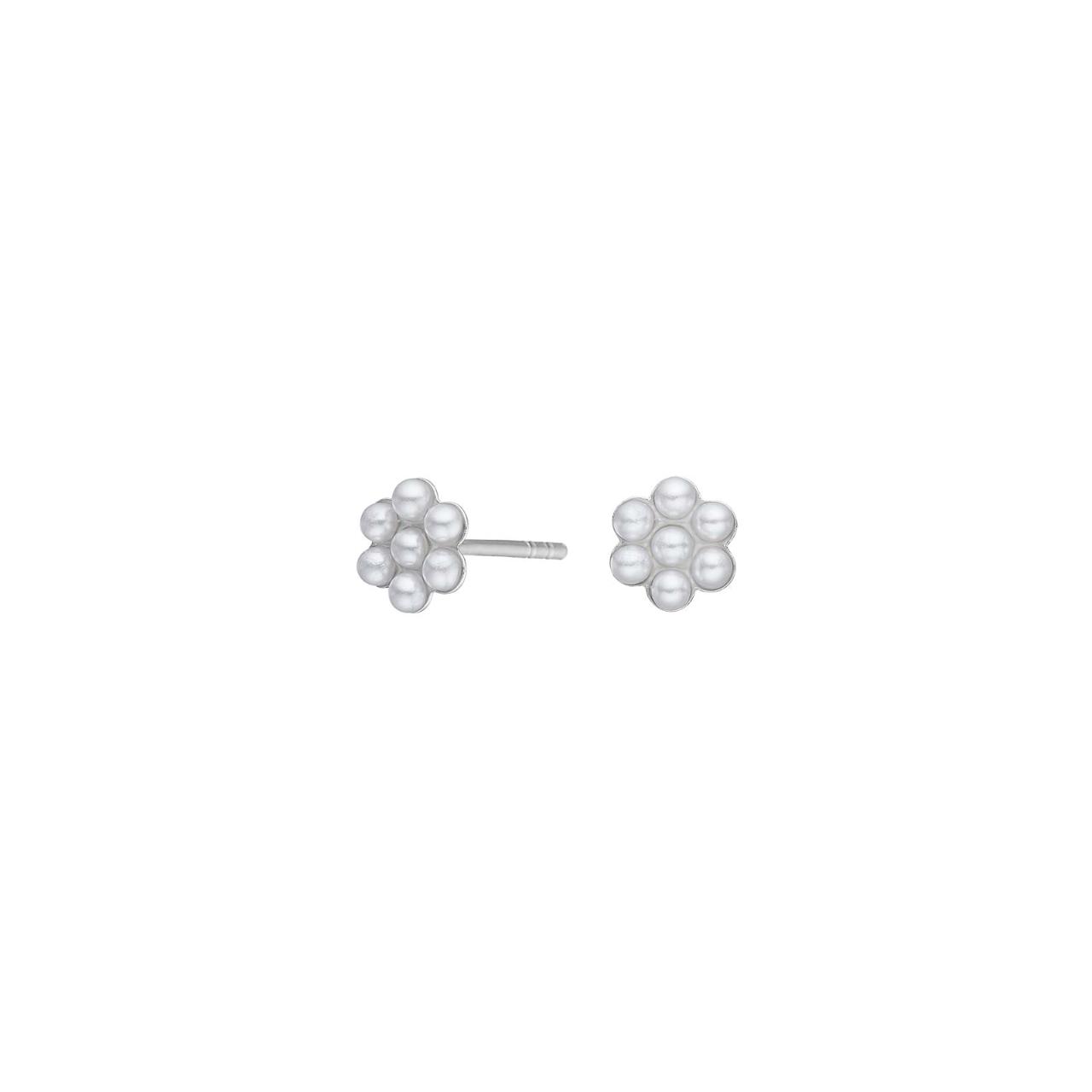 Rhd. silver earrings w. pearls
