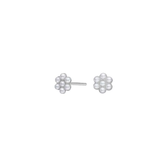 Rhd. silver earrings w. pearls