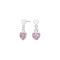 Rhd. silver earrings heart w. rosa mix cz.