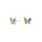 Rhd. silver earrings butterfly w. multi cz