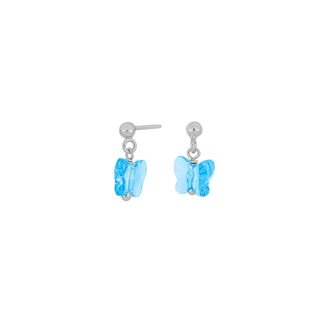 Rhd. silver earrings butterfly blue
