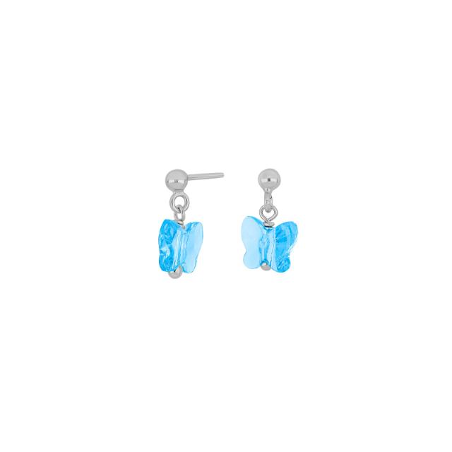 Rhd. silver earrings butterfly blue