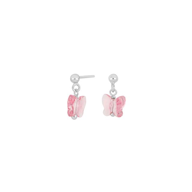 Rhd. silver earrings butterfly rose