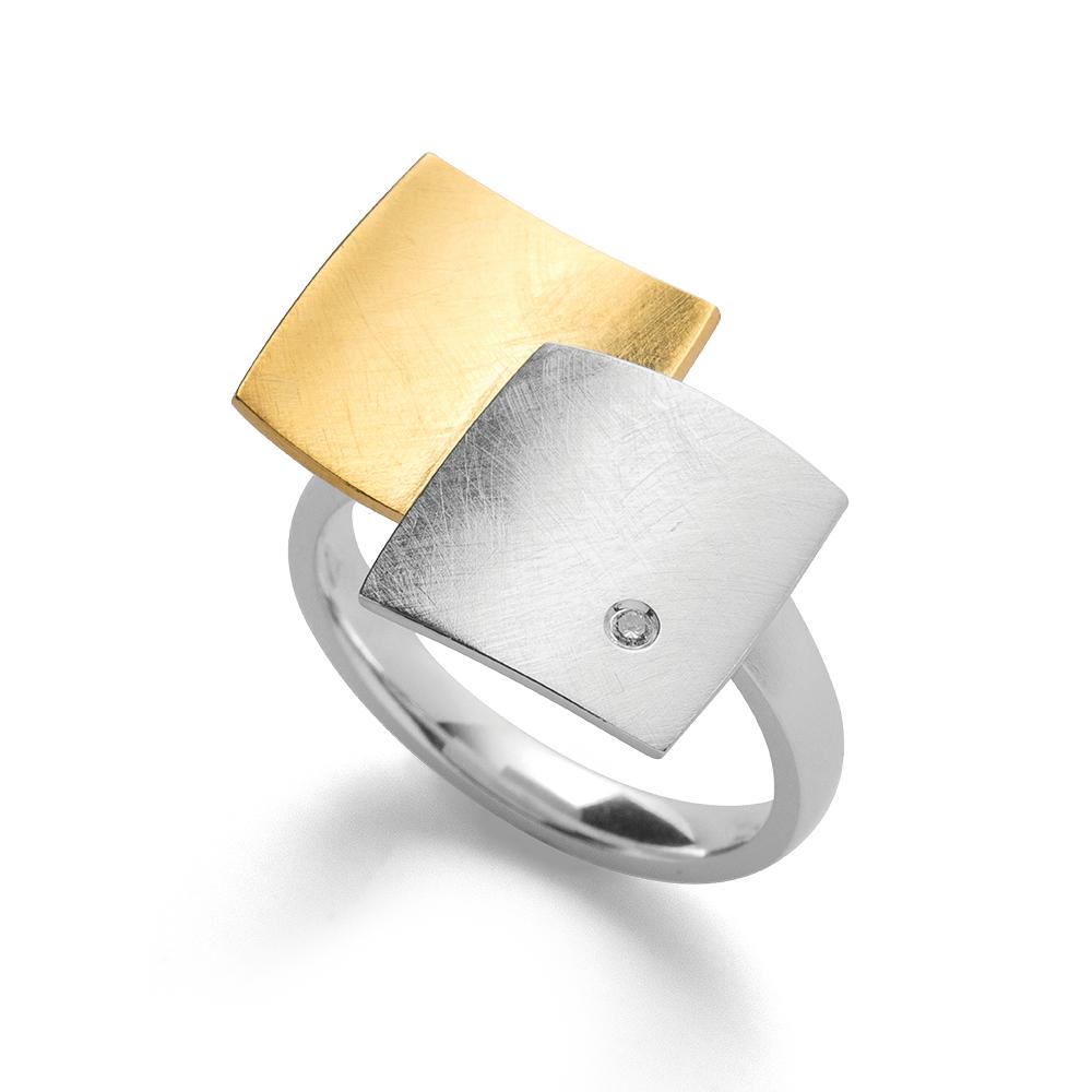 925/- Ring, partly gp