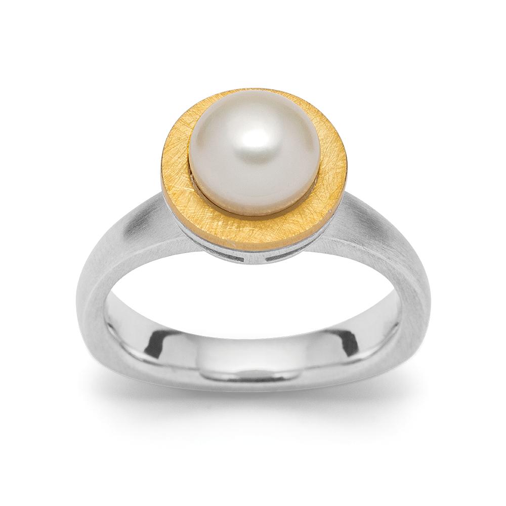 925/- Ring, partly gp, rho